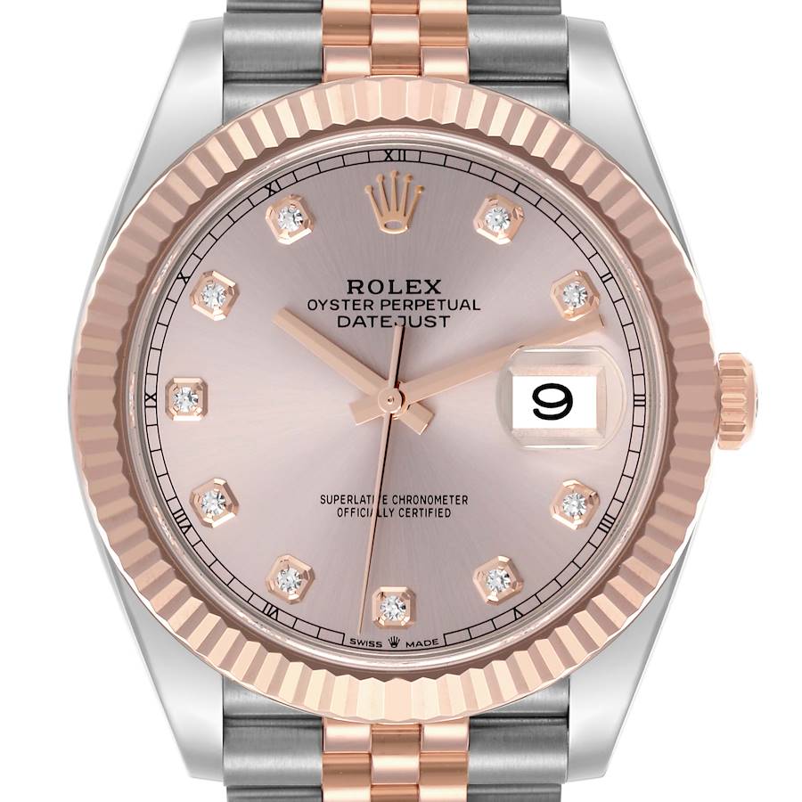 Rolex Datejust 41 Steel Everose Gold Sundust Diamond Dial Mens Watch 126331 41mm