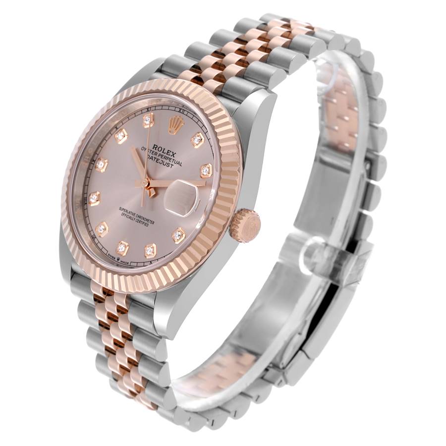 Rolex Datejust 41 Steel Everose Gold Sundust Diamond Dial Mens Watch 126331 41mm