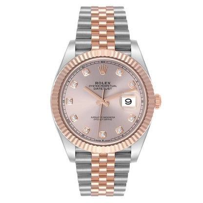 Rolex Datejust 41 Steel Everose Gold Sundust Diamond Dial Mens Watch 126331 41mm