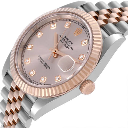Rolex Datejust 41 Steel Everose Gold Sundust Diamond Dial Mens Watch 126331 41mm