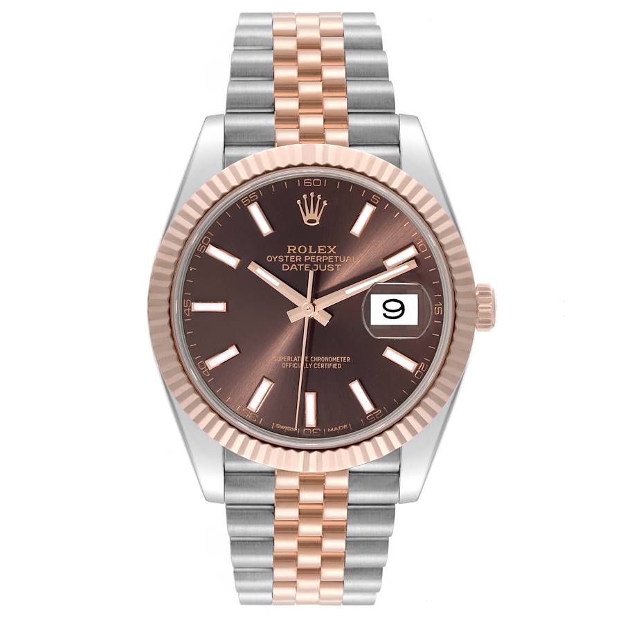 Rolex Datejust 41 Steel Rose Gold Chocolate Dial Mens Watch 126331 41mm
