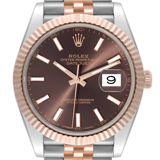 Rolex Datejust 41 Steel Rose Gold Chocolate Dial Mens Watch 126331 41mm