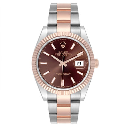 Rolex Datejust 41 Steel Rose Gold Chocolate Dial Mens Watch 126331 41mm