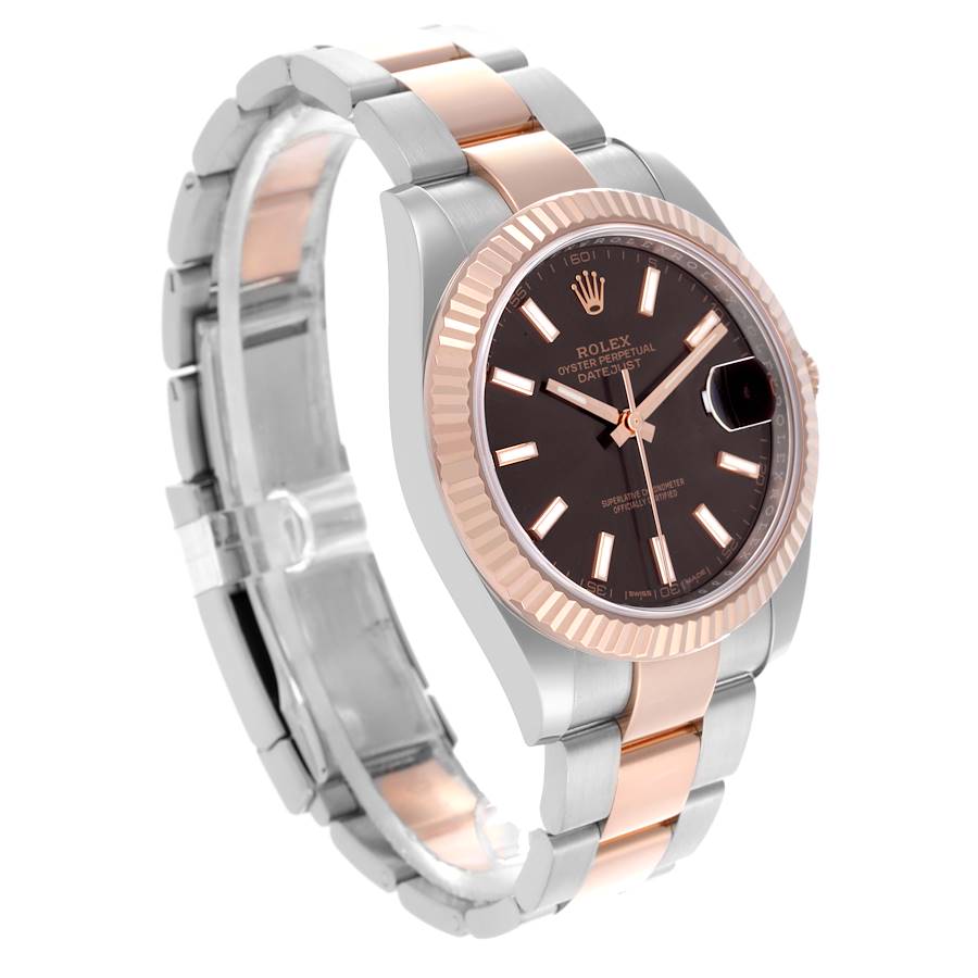 Rolex Datejust 41 Steel Rose Gold Chocolate Dial Mens Watch 126331 41mm