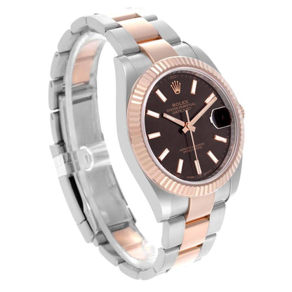 Rolex Datejust 41 Steel Rose Gold Chocolate Dial Mens Watch 126331 41mm
