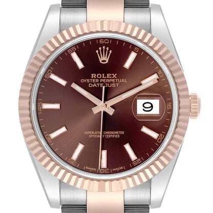Rolex Datejust 41 Steel Rose Gold Chocolate Dial Mens Watch 126331 41mm