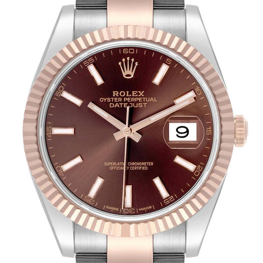 Rolex Datejust 41 Steel Rose Gold Chocolate Dial Mens Watch 126331 41mm