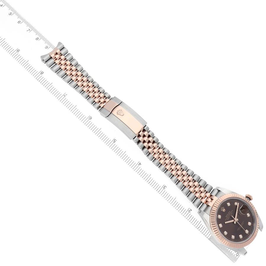 Rolex Datejust 41 Steel Rose Gold Chocolate Diamond Dial Mens Watch 126331 41mm