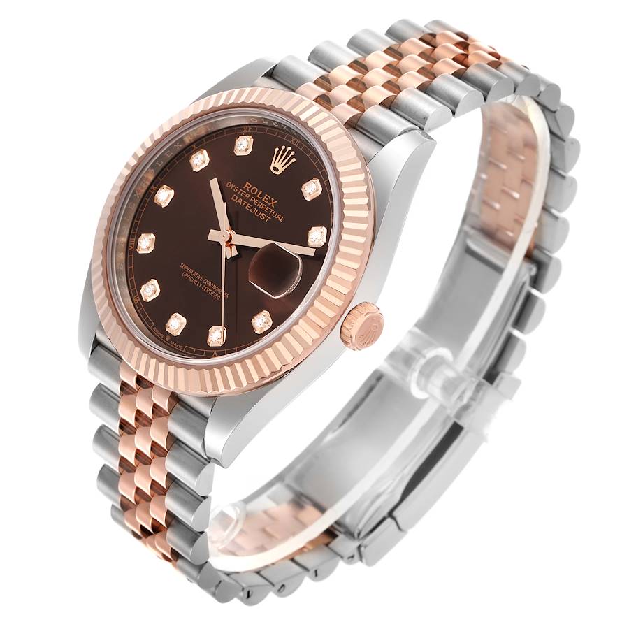 Rolex Datejust 41 Steel Rose Gold Chocolate Diamond Dial Mens Watch 126331 41mm