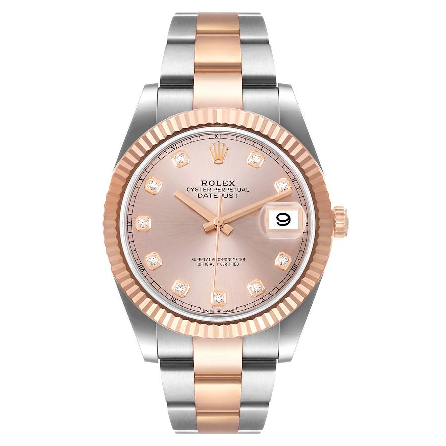 Rolex Datejust 41 Steel Rose Gold Sundust Diamond Mens Watch 126331 41mm