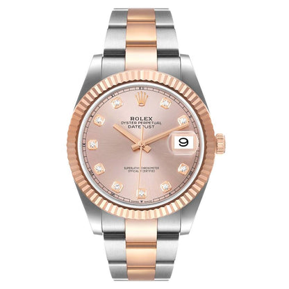 Rolex Datejust 41 Steel Rose Gold Sundust Diamond Mens Watch 126331 41mm