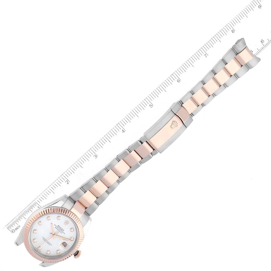 Rolex Datejust 41 Steel Rose Gold Mother Of Pearl Diamond Dial Mens Watch 126331 41mm