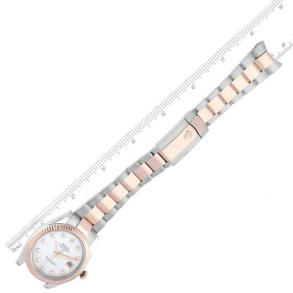 Rolex Datejust 41 Steel Rose Gold Mother Of Pearl Diamond Dial Mens Watch 126331 41mm