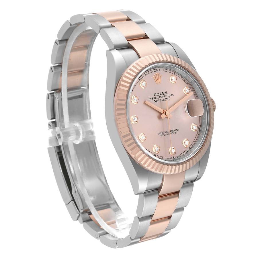 Rolex Datejust 41 Steel Rose Gold Sundust Diamond Mens Watch 126331 41mm