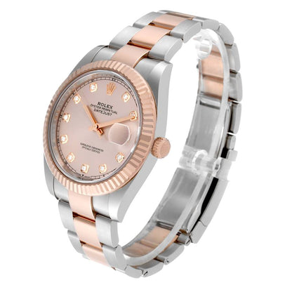 Rolex Datejust 41 Steel Rose Gold Sundust Diamond Mens Watch 126331 41mm