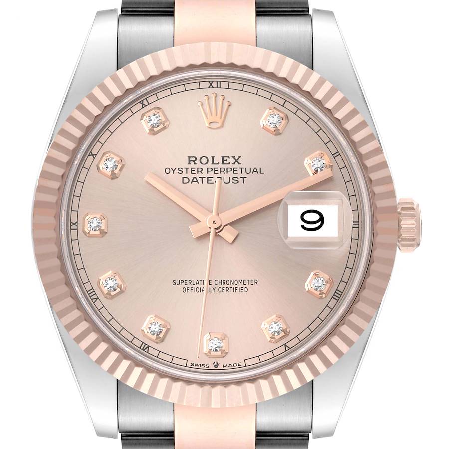 Rolex Datejust 41 Steel Rose Gold Sundust Diamond Mens Watch 126331 41mm
