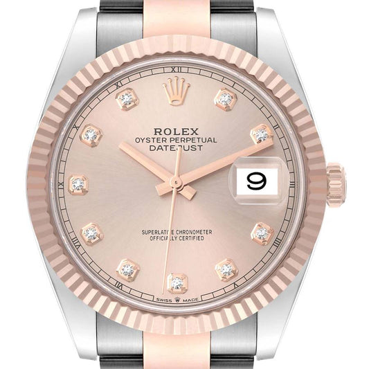 Rolex Datejust 41 Steel Rose Gold Sundust Diamond Mens Watch 126331 41mm