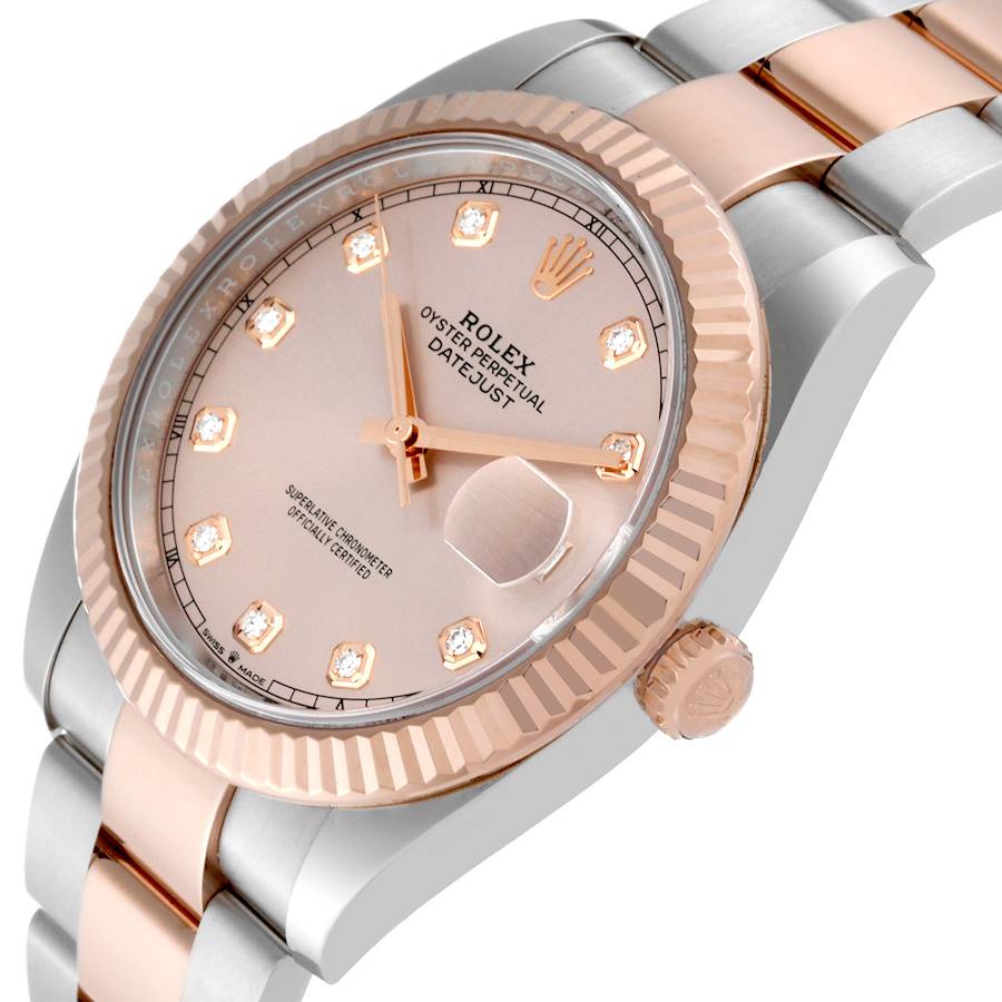 Rolex Datejust 41 Steel Rose Gold Sundust Diamond Mens Watch 126331 41mm