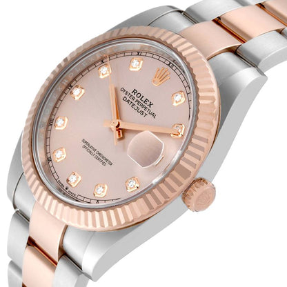 Rolex Datejust 41 Steel Rose Gold Sundust Diamond Mens Watch 126331 41mm