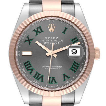 Rolex Datejust 41 Steel Rose Gold Wimbledon Dial Mens Watch 126331 41mm
