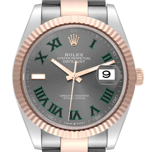 Rolex Datejust 41 Steel Rose Gold Wimbledon Dial Mens Watch 126331 41mm
