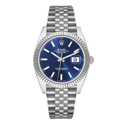 Rolex Datejust 41 Steel White Gold Blue Dial Mens Watch 126334 41mm
