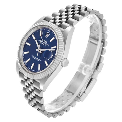 Rolex Datejust 41 Steel White Gold Blue Dial Mens Watch 126334 41mm