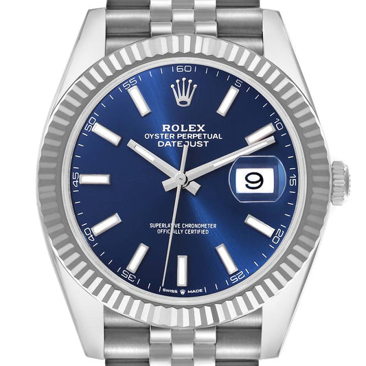 Rolex Datejust 41 Steel White Gold Blue Dial Mens Watch 126334 41mm