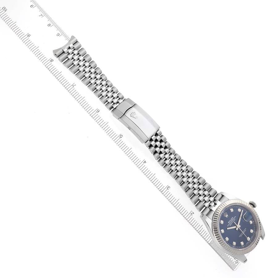 Rolex Datejust 41 Steel White Gold Blue Diamond Mens Watch 126334 41mm