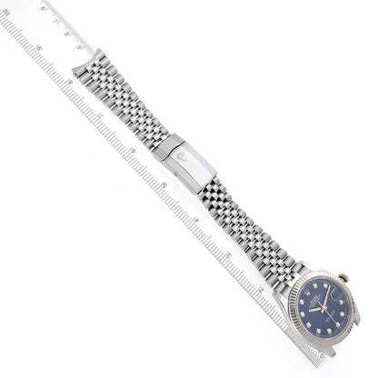 Rolex Datejust 41 Steel White Gold Blue Diamond Mens Watch 126334 41mm