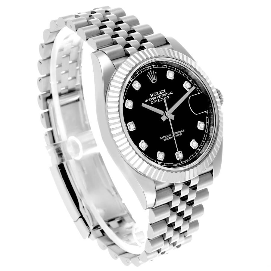 Rolex Datejust 41 Steel White Gold Diamond Dial Mens Watch 126334 41mm