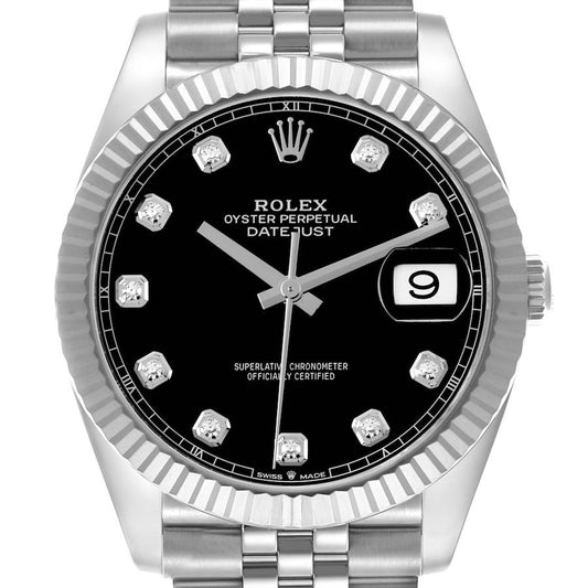 Rolex Datejust 41 Steel White Gold Diamond Dial Mens Watch 126334 41mm