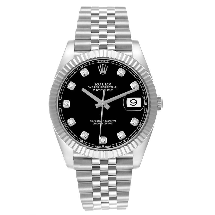 Rolex Datejust 41 Steel White Gold Diamond Dial Mens Watch 126334 41mm
