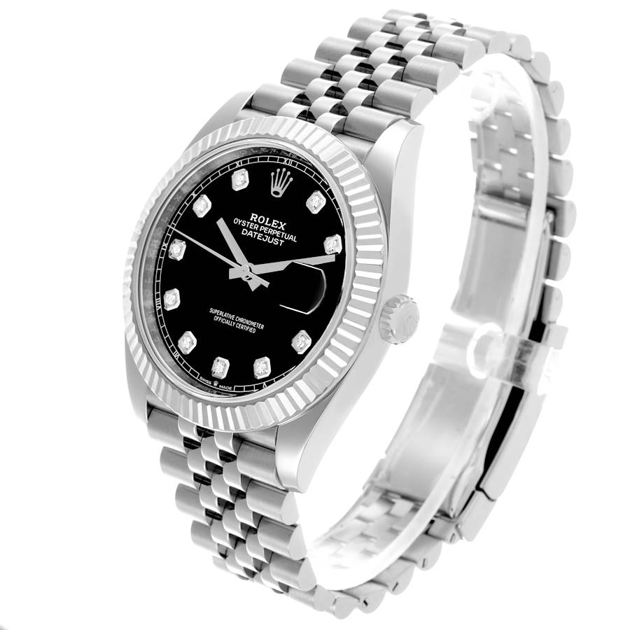 Rolex Datejust 41 Steel White Gold Diamond Dial Mens Watch 126334 41mm