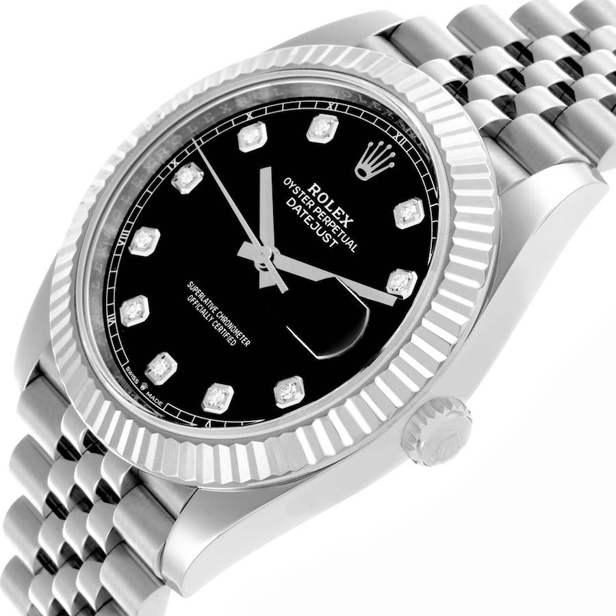 Rolex Datejust 41 Steel White Gold Diamond Dial Mens Watch 126334 41mm