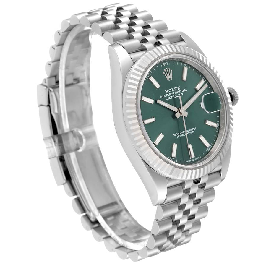 Rolex Datejust 41 Steel White Gold Mint Green Dial Mens Watch 126334 41mm