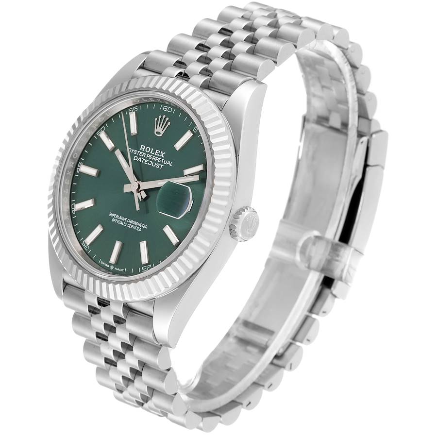 Rolex Datejust 41 Steel White Gold Mint Green Dial Mens Watch 126334 41mm