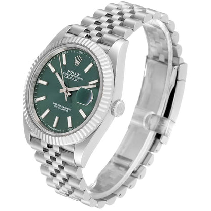 Rolex Datejust 41 Steel White Gold Mint Green Dial Mens Watch 126334 41mm