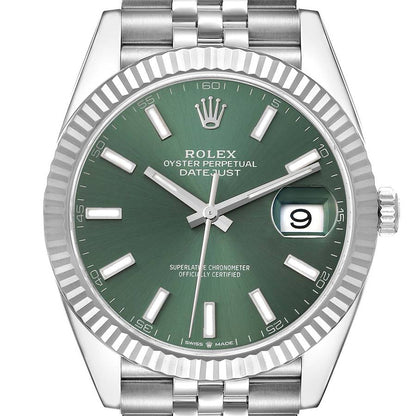 Rolex Datejust 41 Steel White Gold Mint Green Dial Mens Watch 126334 41mm
