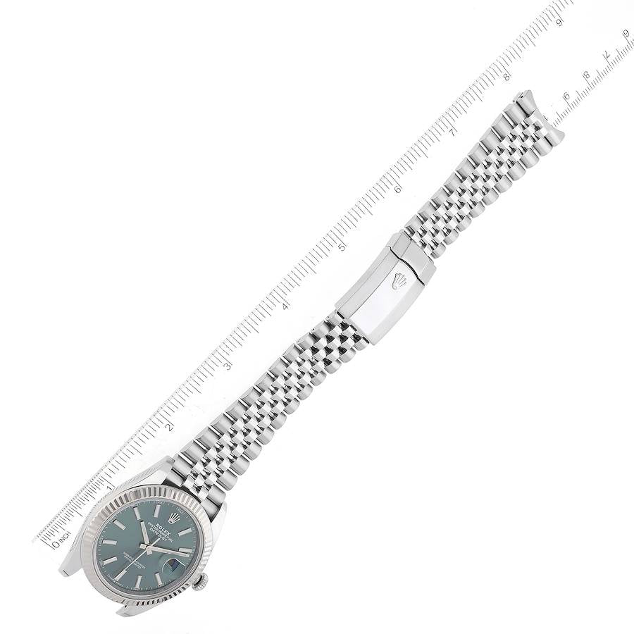 Rolex Datejust 41 Steel White Gold Mint Green Dial Mens Watch 126334 41mm