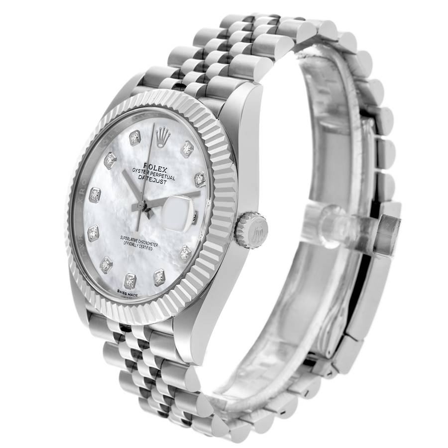 Rolex Datejust 41 Steel White Gold Mother Of Pearl Diamond Dial Mens Watch 126334 41mm