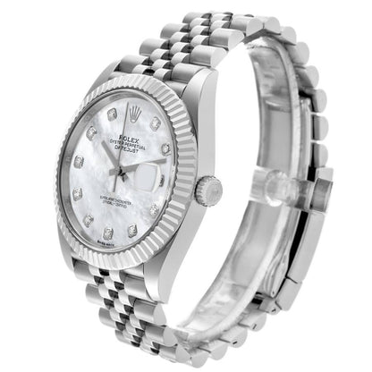 Rolex Datejust 41 Steel White Gold Mother Of Pearl Diamond Dial Mens Watch 126334 41mm