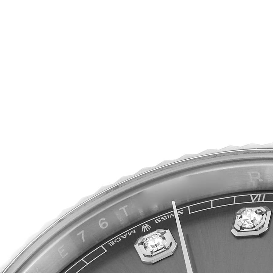 Rolex Datejust 41 Steel White Gold Slate Diamond Dial Mens Watch 126334 41mm