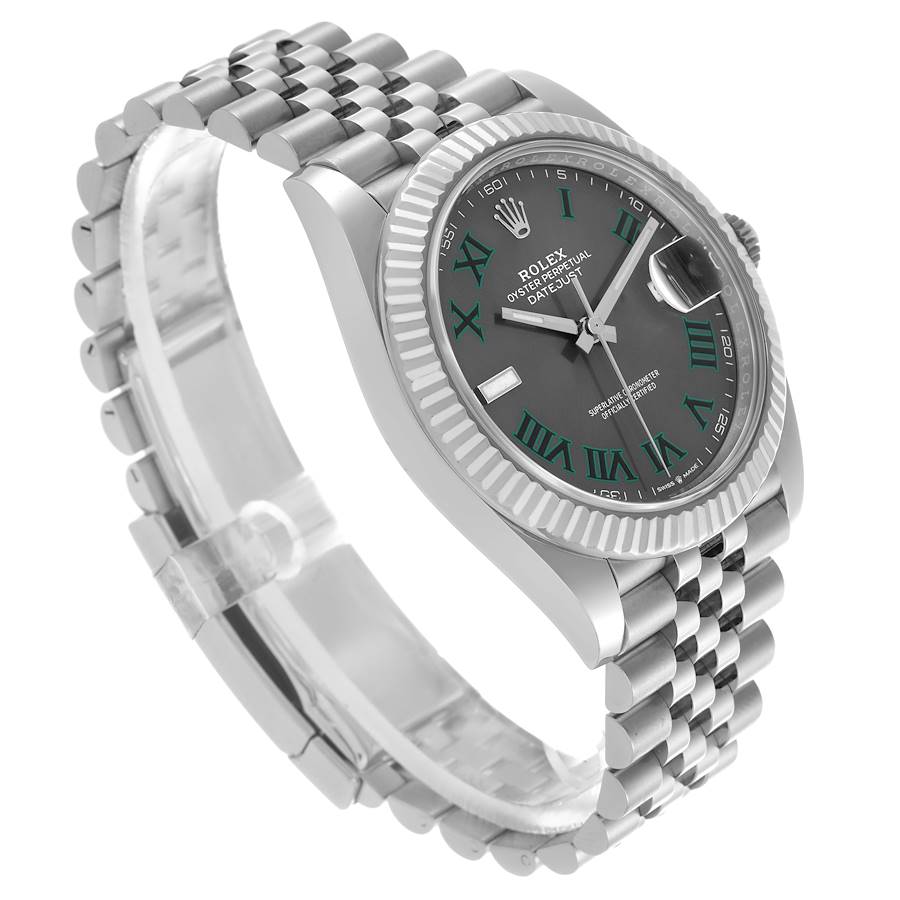 Rolex Datejust 41 Steel White Gold Wimbledon Dial Mens Watch 126334 41mm