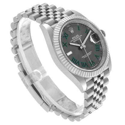 Rolex Datejust 41 Steel White Gold Wimbledon Dial Mens Watch 126334 41mm