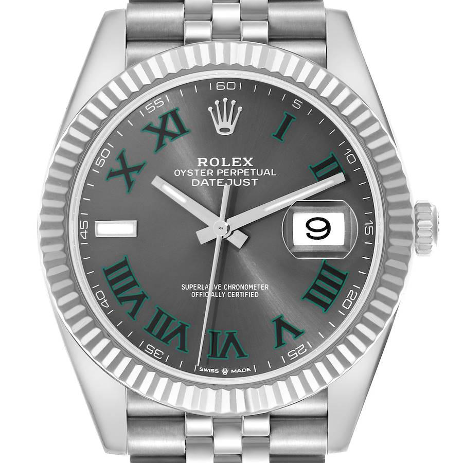 Rolex Datejust 41 Steel White Gold Wimbledon Dial Mens Watch 126334 41mm