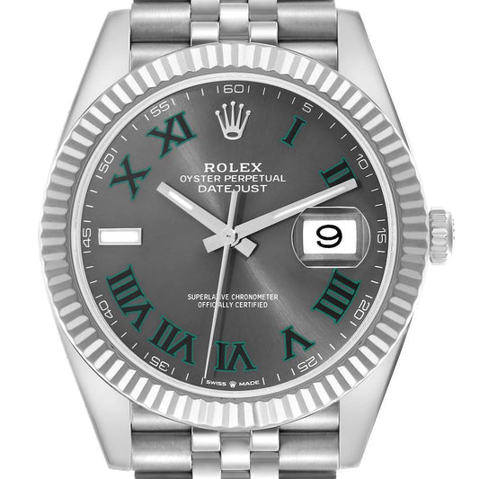 Rolex Datejust 41 Steel White Gold Wimbledon Dial Mens Watch 126334 41mm