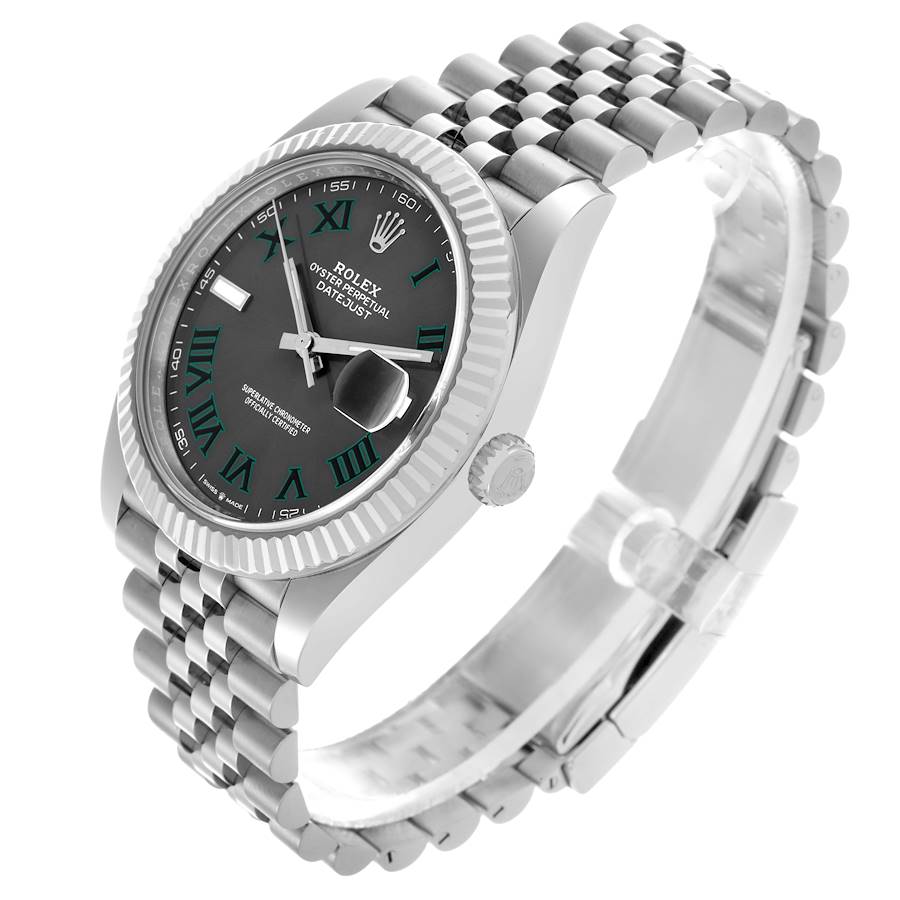 Rolex Datejust 41 Steel White Gold Wimbledon Dial Mens Watch 126334 41mm