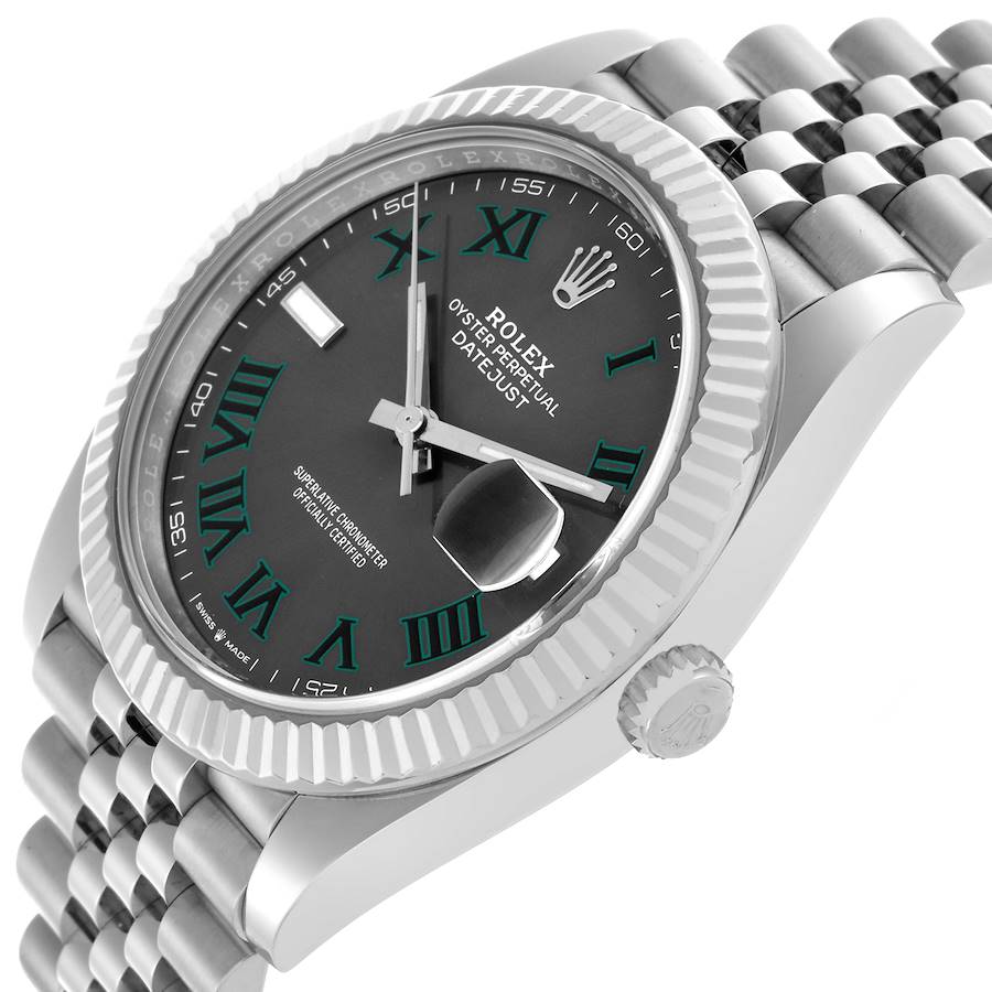 Rolex Datejust 41 Steel White Gold Wimbledon Dial Mens Watch 126334 41mm