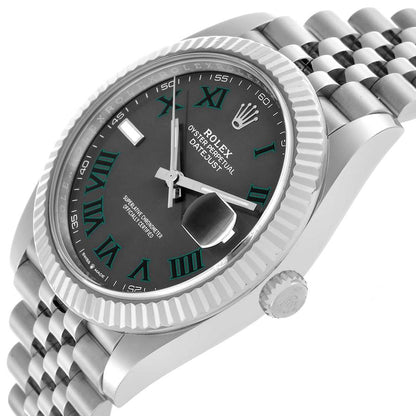 Rolex Datejust 41 Steel White Gold Wimbledon Dial Mens Watch 126334 41mm